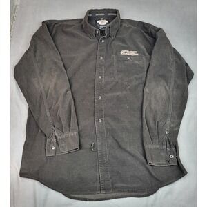 Harley Davidson Corduroy Shirt Mens Large Tall Brown Motorcycle American Legend